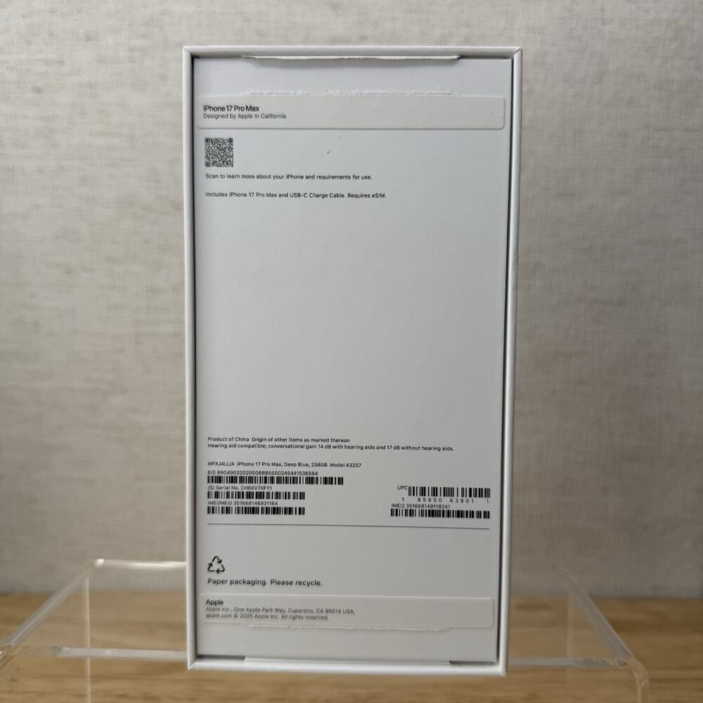EMPTY BOX ONLY iPhone 17 Pro Blue Packaging Original 256GB - Picture 2 of 3